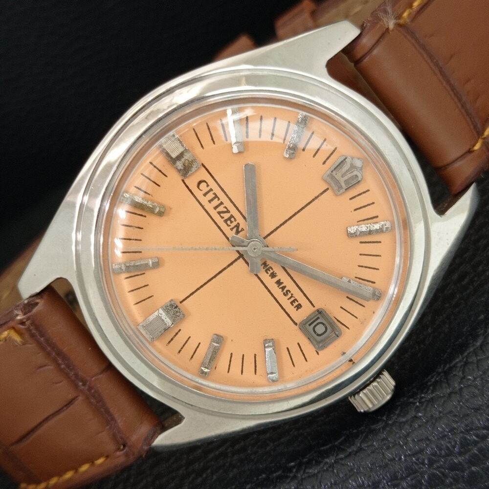 Vintage 1971 Citizen Manual Wound Mens Silver Watch W/Date & Silver accents